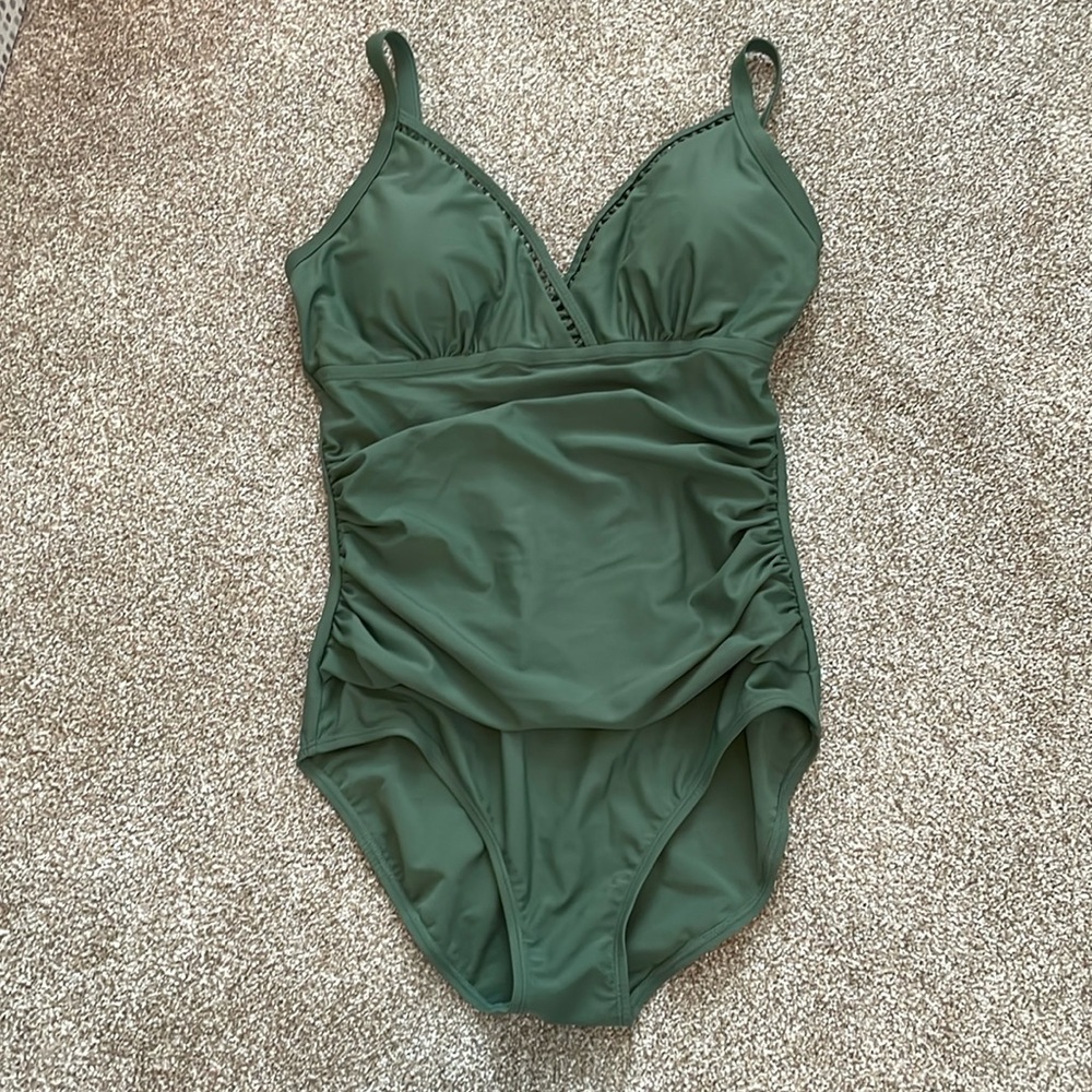 Olive green one piece bathing suit